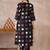 Black printed cotton kurta trouser set