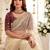 Cream embellished embroidered poly georgette heavy work saree