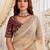 Cream embellished embroidered poly georgette heavy work saree