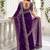 Purple embellished embroidered poly georgette heavy work saree