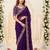 Purple embellished embroidered poly georgette heavy work saree