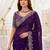 Purple embellished embroidered poly georgette heavy work saree
