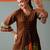 Brown printed cotton kurta trouser set