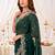 Green embellished embroidered poly georgette heavy work saree