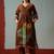 Brown printed cotton kurta trouser set