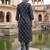 Navy blue printed cotton kurta trouser set
