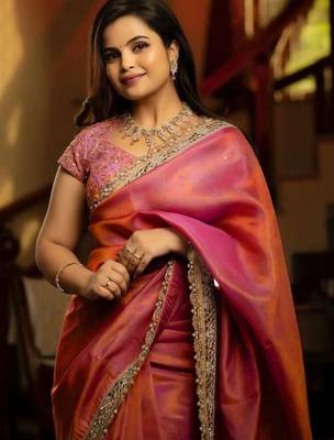 Multicolor ombre zari net saree 1