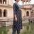 Navy blue printed cotton kurta trouser set