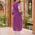 Purple printed cotton kurta trouser set