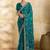 Teal embellished embroidered organza heavy work saree