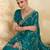 Teal embellished embroidered organza heavy work saree