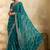 Teal embellished embroidered organza heavy work saree