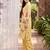 Yellow printed cotton kurta trouser set