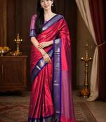Red woven design zari  cotton kanjeevaram saree