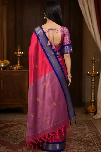 Red woven design zari  cotton kanjeevaram saree