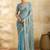 Turquoise embellished zari organza heavy work saree