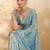 Turquoise embellished zari organza heavy work saree