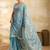 Turquoise embellished zari organza heavy work saree