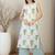 White printed cotton kurta trouser set