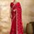 Red embellished organza heavy work saree with blouse piece