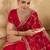 Red embellished organza heavy work saree with blouse piece
