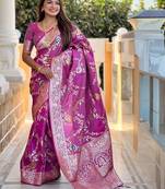 Purple woven design zari kanjeevaram saree