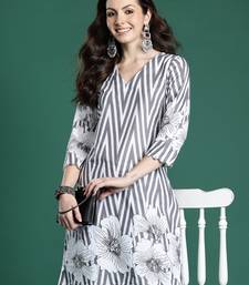 Grey printed cotton kurta trouser set