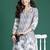 Grey printed cotton kurta trouser set