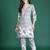 Grey printed cotton kurta trouser set