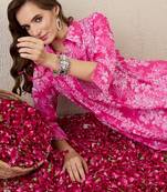 Pink printed cotton kurta trouser set