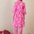 Pink printed cotton kurta trouser set
