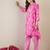 Pink printed cotton kurta trouser set