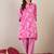 Pink printed cotton kurta trouser set