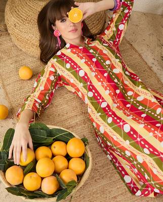 Multicolor printed cotton kurta trouser set 2