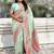 Green floral zari silk blend designer banarasi saree