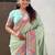 Green floral zari silk blend designer banarasi saree