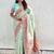 Green floral zari silk blend designer banarasi saree