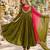 dark olive roman silk readymade anarkali suit with embroidery & sequence work