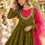 dark olive roman silk readymade anarkali suit with embroidery & sequence work