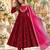 Maroon roman silk readymade anarkali suit with embroidery & sequence work