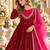 Maroon roman silk readymade anarkali suit with embroidery & sequence work