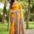 Mustard kalamkari zari art silk banarasi saree