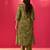 Green embroidered chinon kurta trouser set
