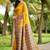 Mustard kalamkari zari art silk banarasi saree