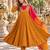 Mustard roman silk readymade anarkali suit with embroidery & sequence work