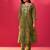 Green embroidered chinon kurta trouser set