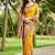 Mustard kalamkari zari art silk banarasi saree