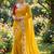 Yellow floral embroidered poly georgette designer saree