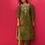 Green embroidered chinon kurta trouser set