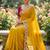 Yellow floral embroidered poly georgette designer saree